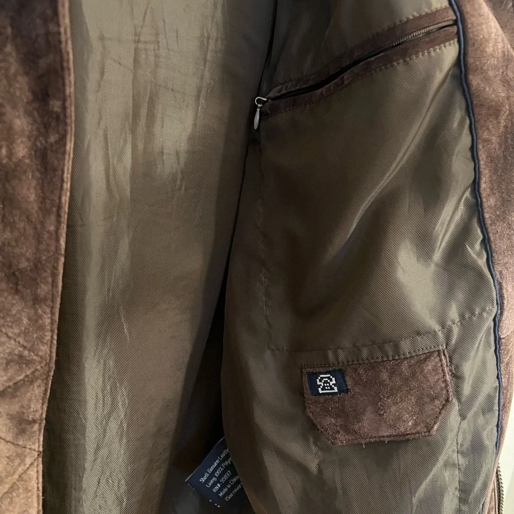 Brown Suede Newport Harbor vintage bomber style jacket. Size SMALL.